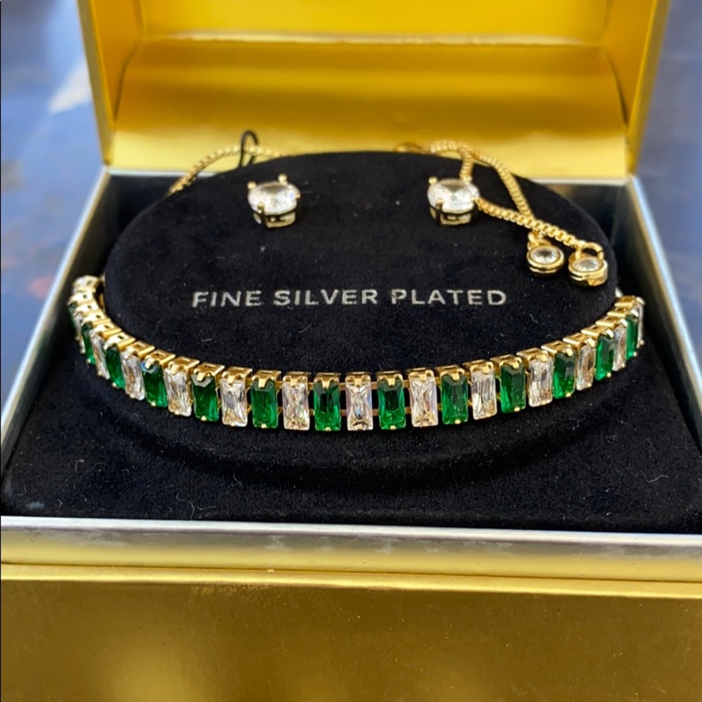 Fine Silver Plated 18K Gold Plated Jade Stone - Picture 2 of 2